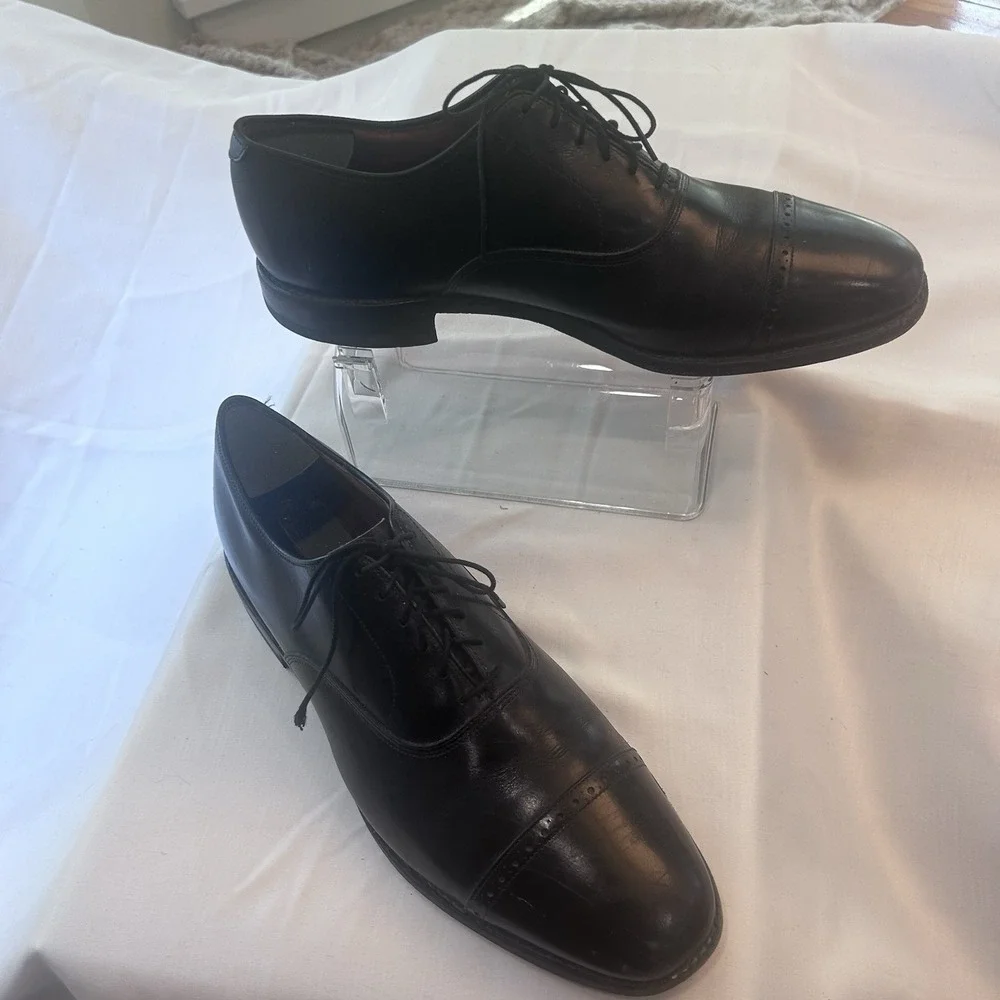 Allen Edmonds Byron Shoes Men 13C Black Cap Toe Leather Oxford Dress Made USA